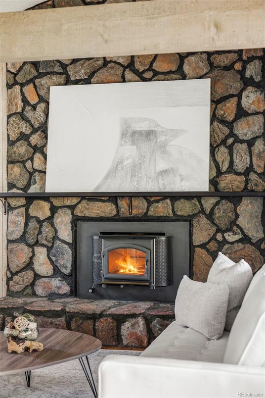 Fireplace, Interior, Living room, Stone Walls