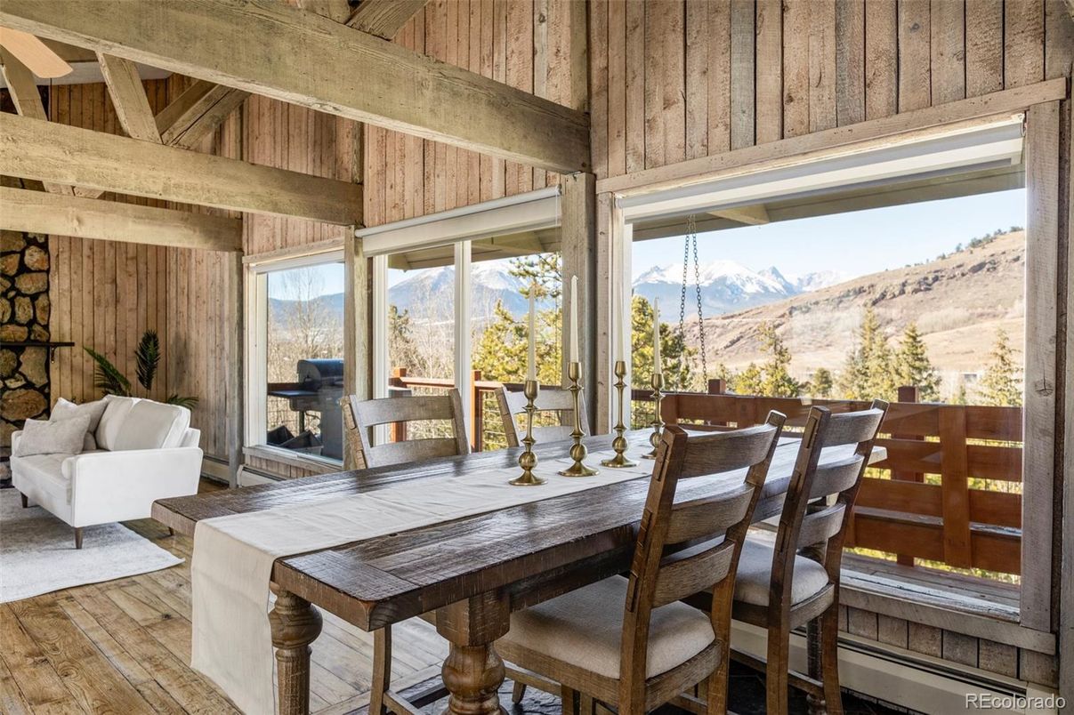 Dining room, Interior, Wooden Beams, Wood Texture Flooring, Wooden Walls