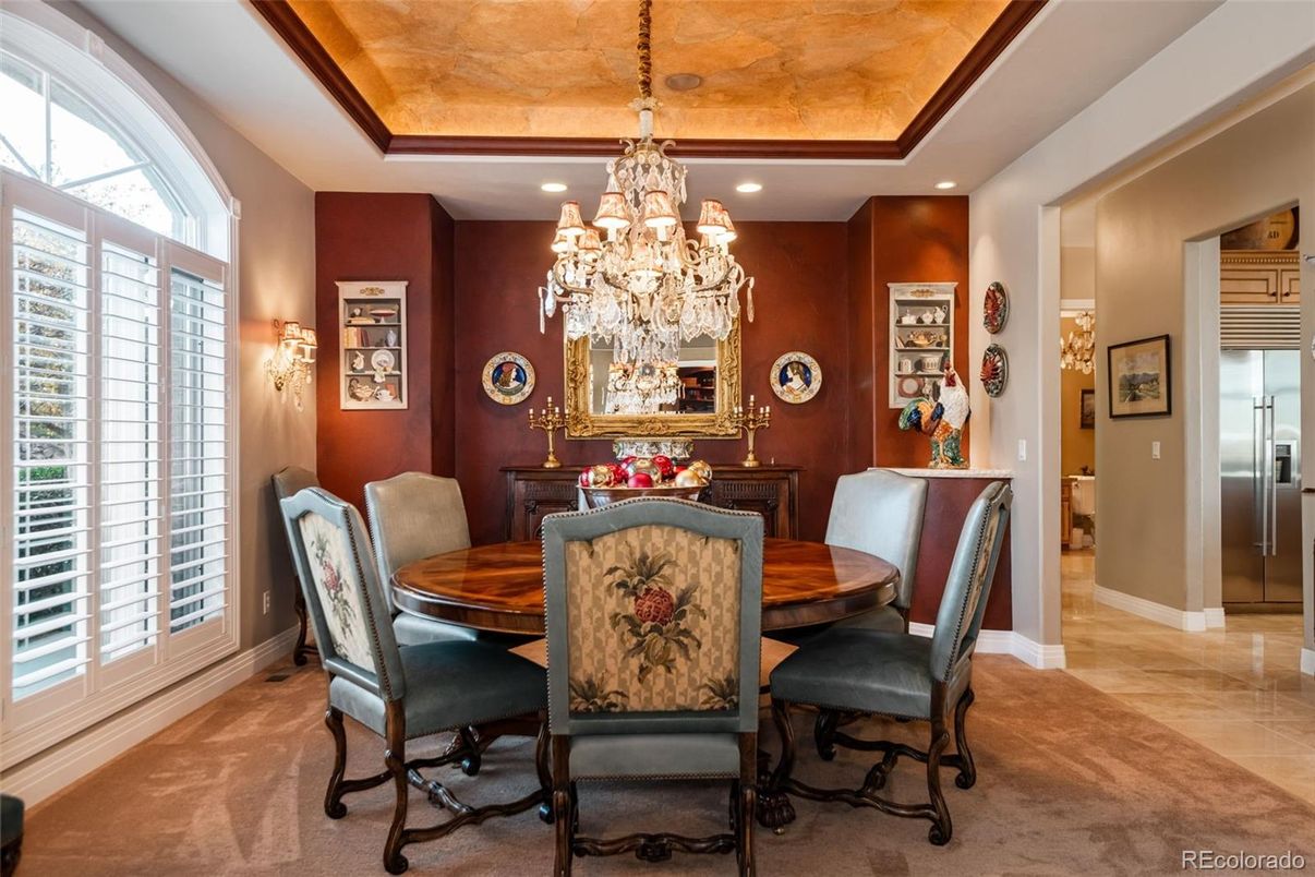 Chandelier, Dining room, Interior, Recessed Lighting