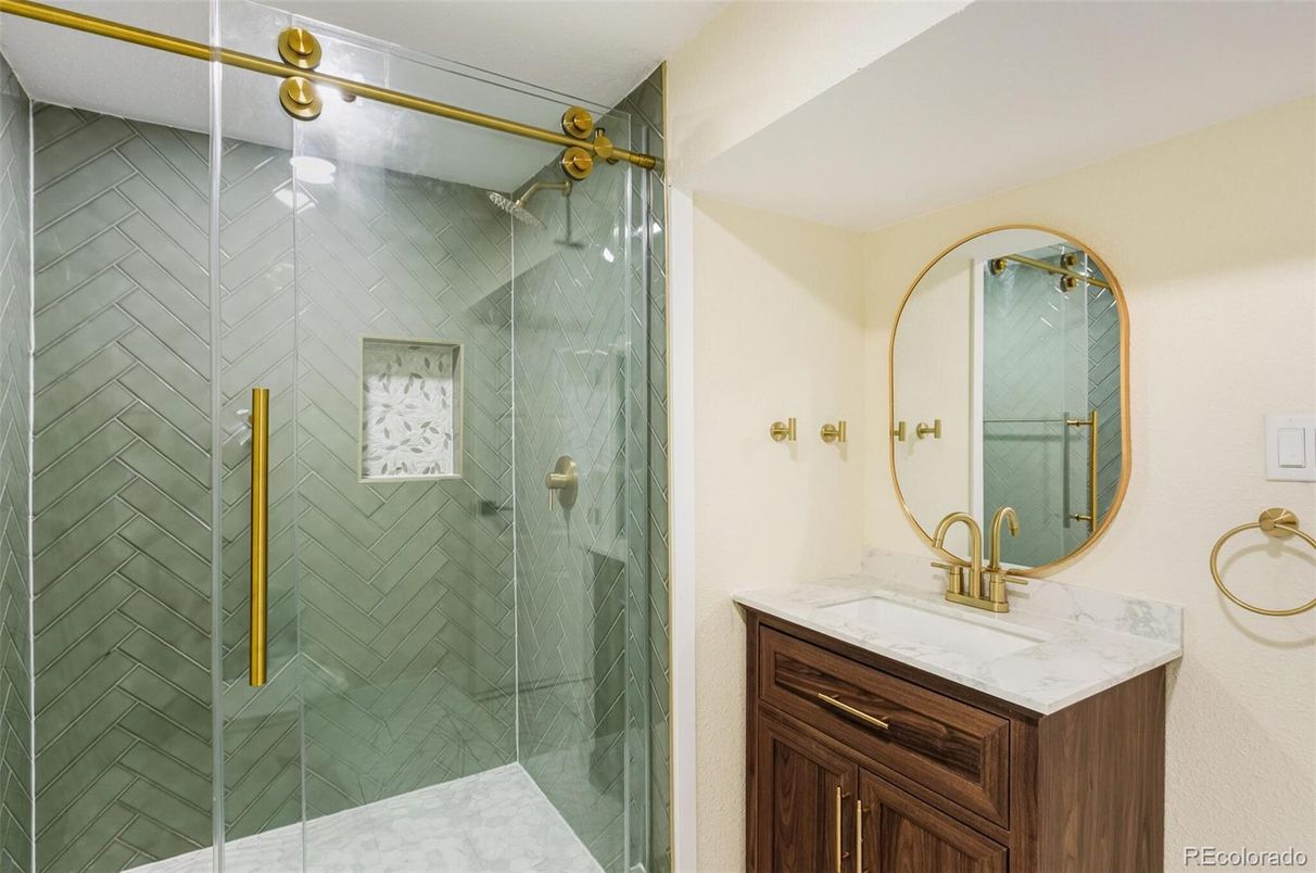 Bathroom, Glass Shower, Interior, Marble Walls