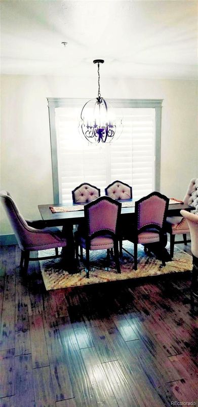 Chandelier, Dining room, Interior, Wood Texture Flooring