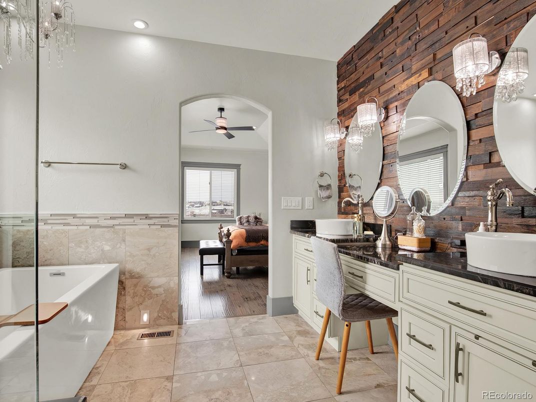 Bathroom, Interior, Recessed Lighting, Wood Texture Flooring, Wooden Walls