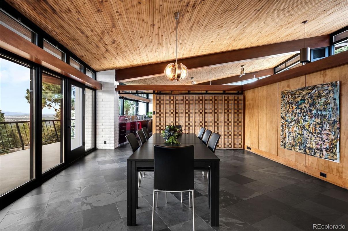 Dining room, Interior, Pendant Lights, Wooden Ceilings
