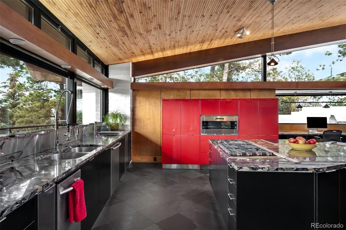 Interior, Kitchen, Pendant Lights, Stainless Steel Appliances, Wooden Ceilings
