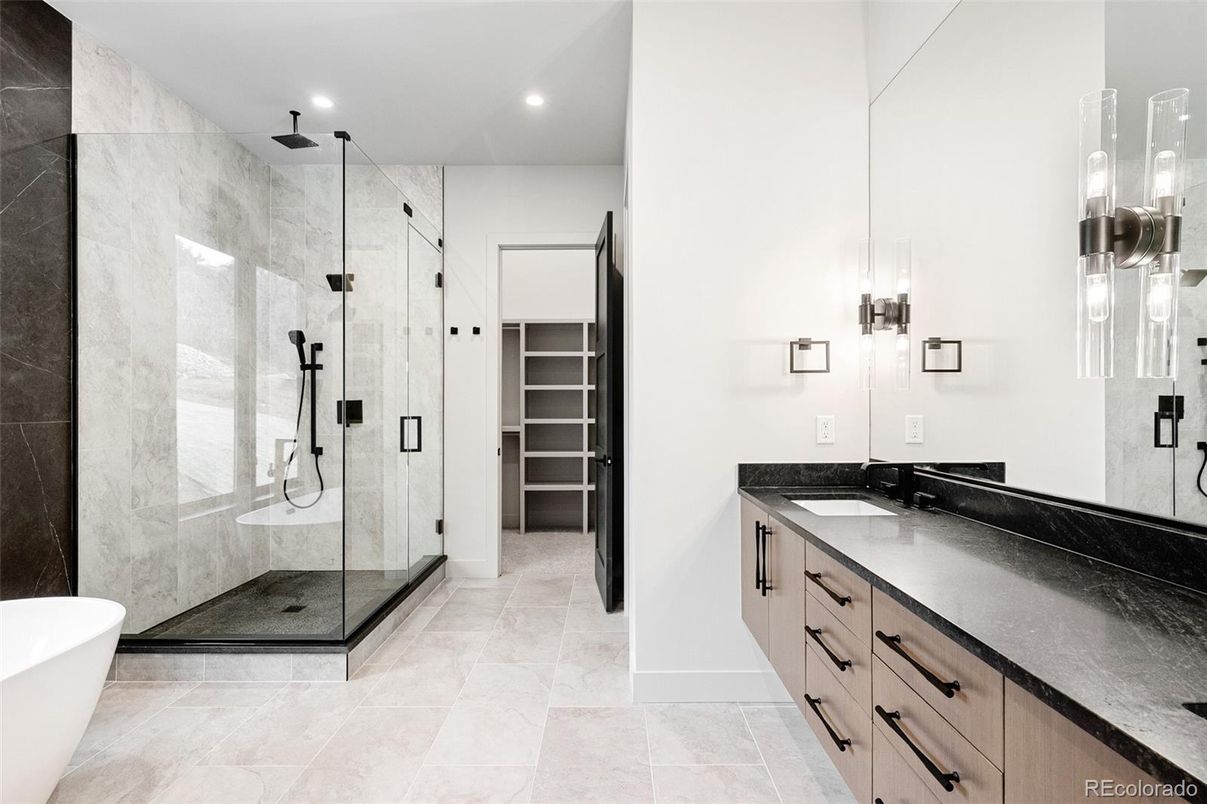 Bathroom, Dual Sink Vanities, Free Standing Baths, Glass Shower, Interior, Recessed Lighting