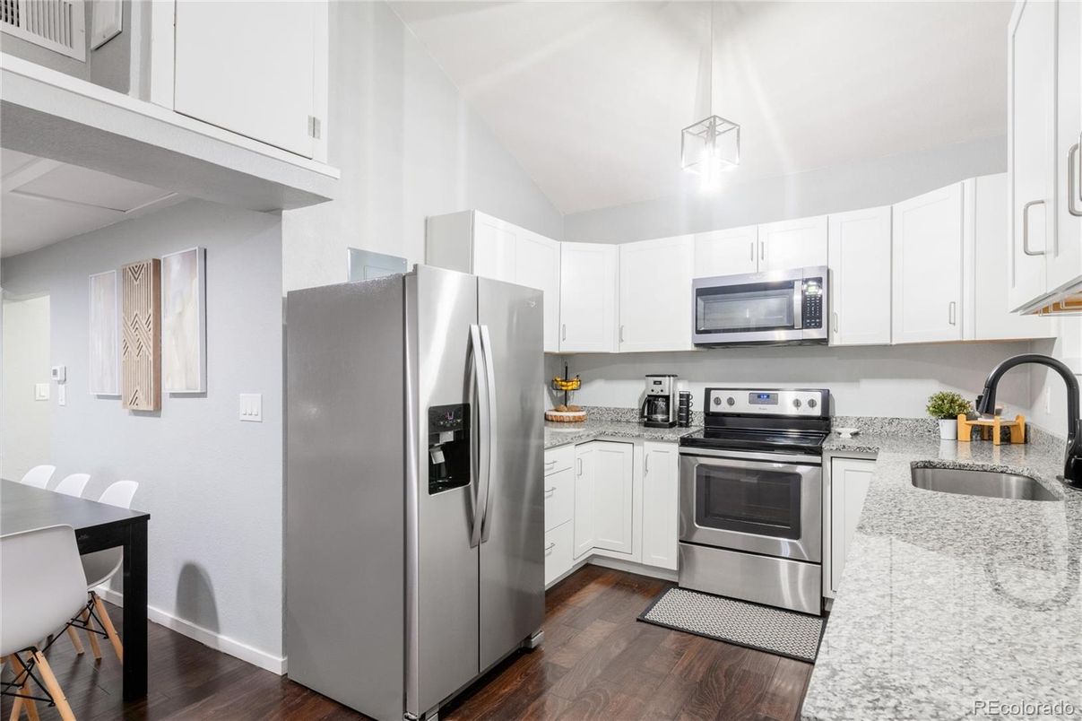 Interior, Kitchen, Stainless Steel Appliances, Wood Texture Flooring