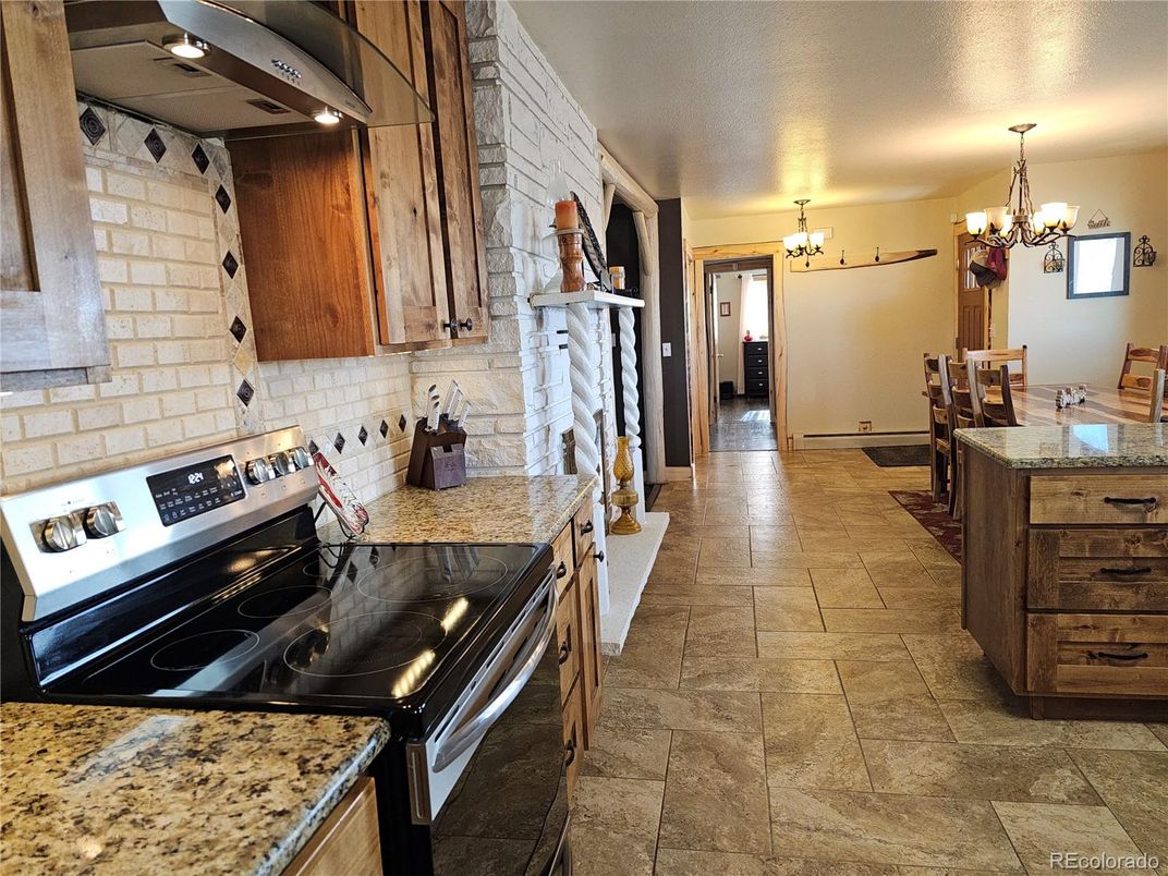 Chandelier, Interior, Kitchen, Stone Walls