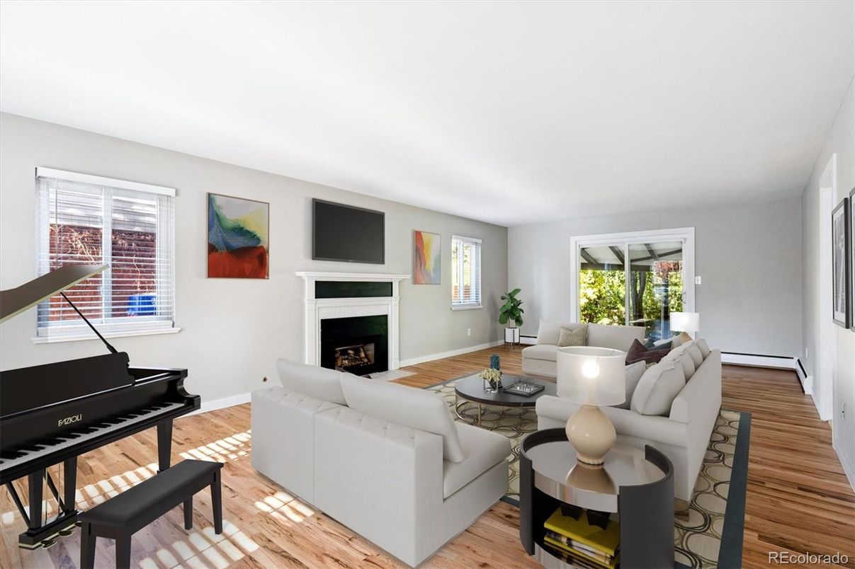 Fireplace, Interior, Living room, Piano, Wood Texture Flooring