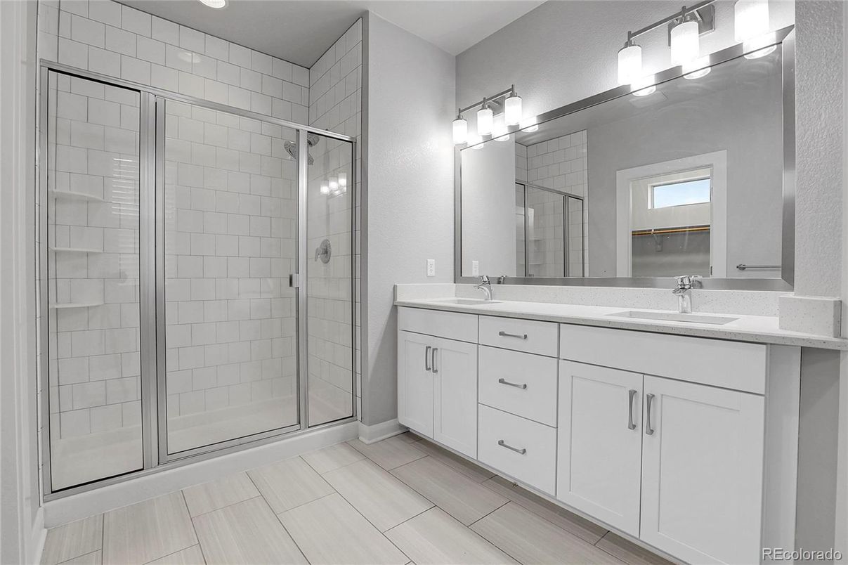 Bathroom, Dual Sink Vanities, Glass Shower, Interior