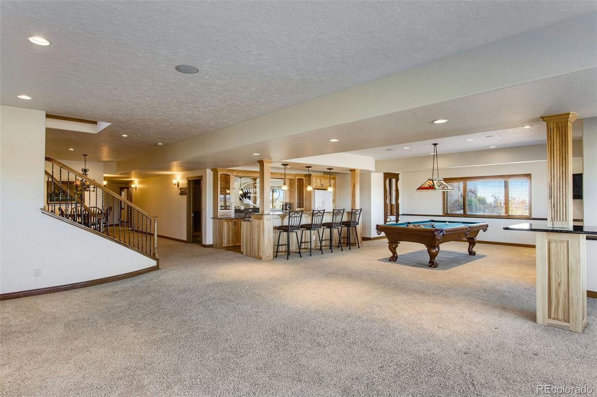 Billiard Table, Game Room, Interior, Pendant Lights, Recessed Lighting