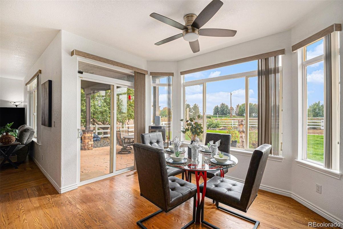 Dining room, Interior, Sun Room, Wood Texture Flooring