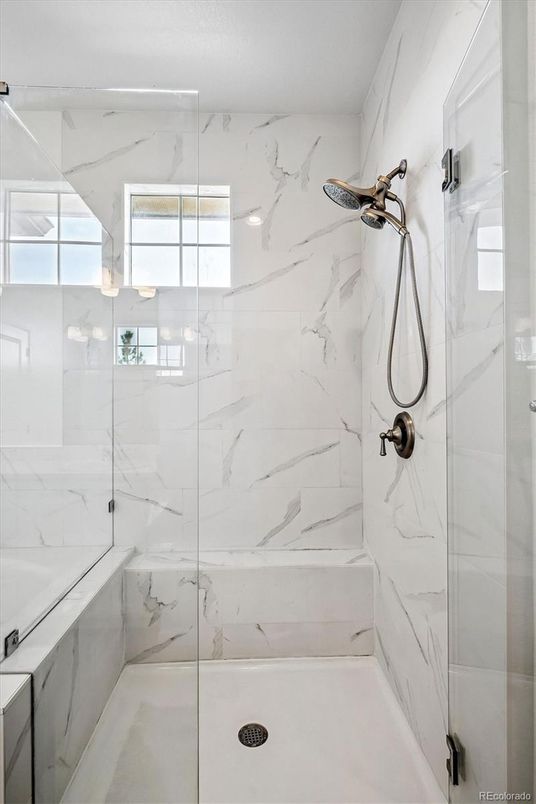 Bathroom, Glass Shower, Interior, Marble Walls