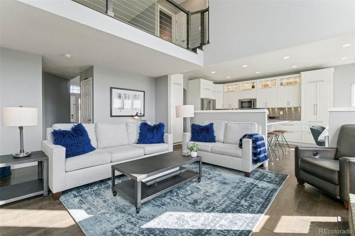 Interior, Kitchen, Living room, Recessed Lighting, Stainless Steel Appliances, Wood Texture Flooring