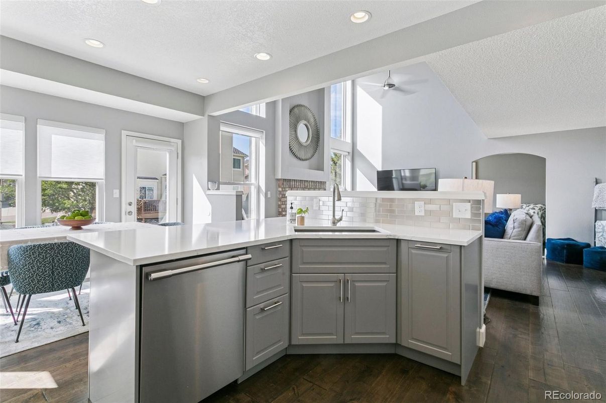 Interior, Kitchen, Recessed Lighting, Wood Texture Flooring