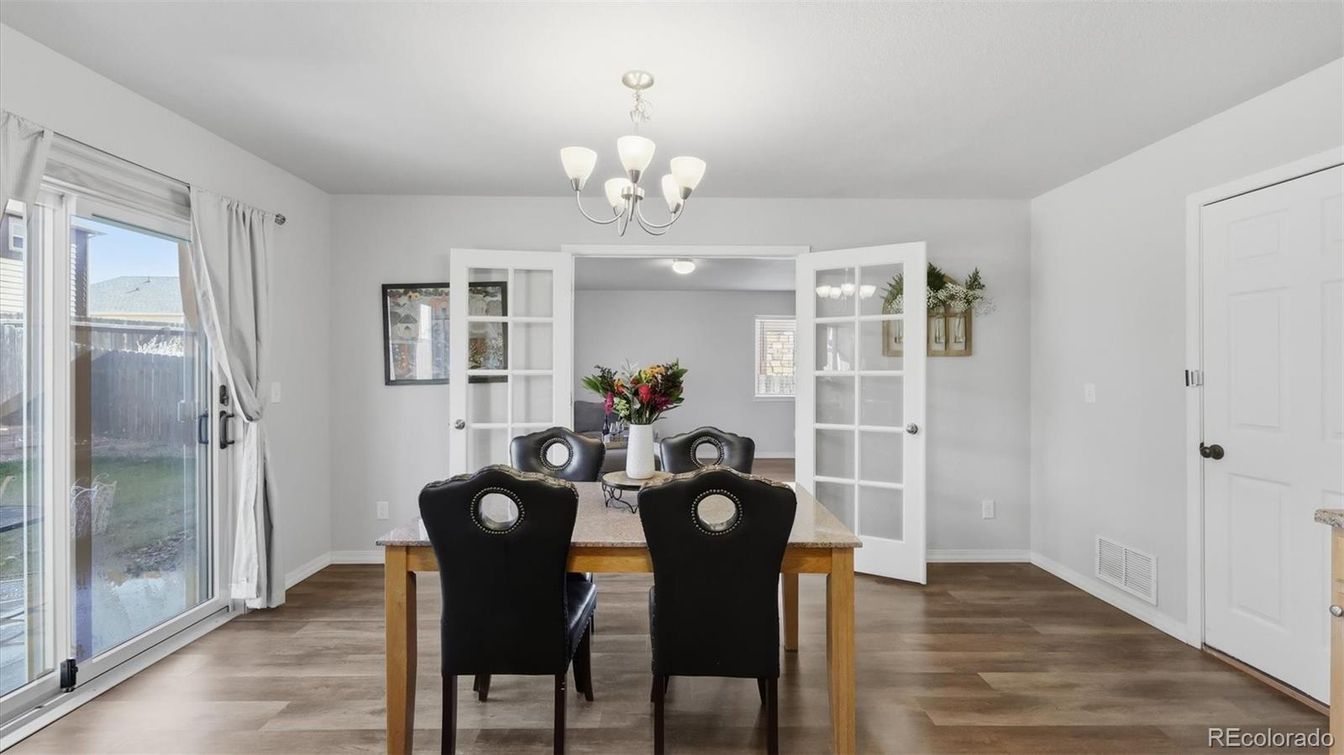 Chandelier, Dining room, Interior, Wood Texture Flooring