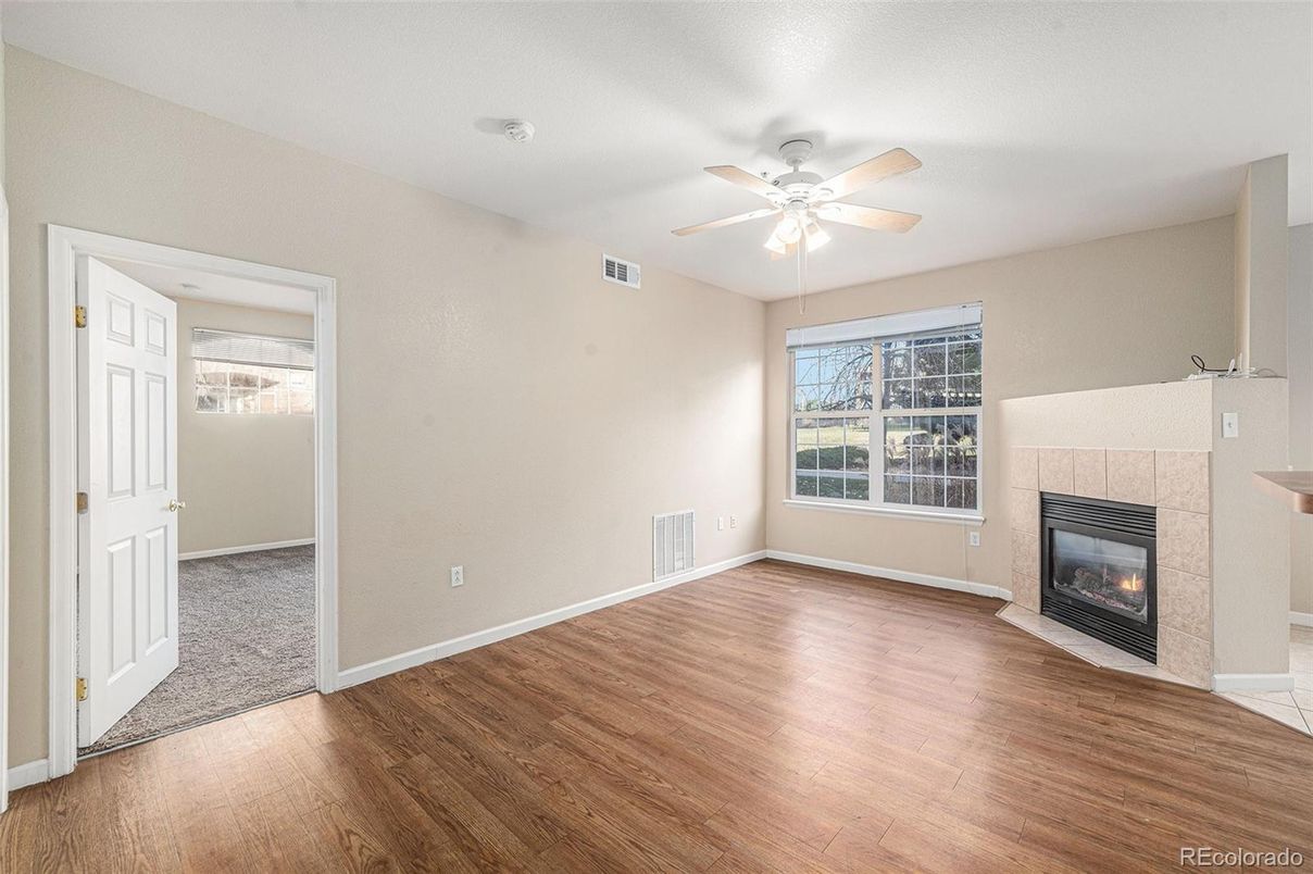 Empty room, Fireplace, Interior, Wood Texture Flooring