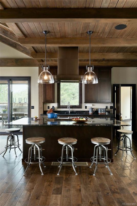 Interior, Kitchen, Pendant Lights, Wooden Beams, Wooden Ceilings, Wood Texture Flooring