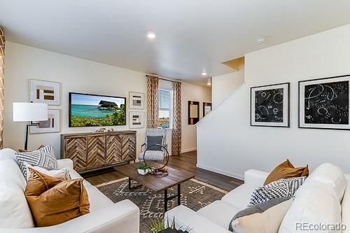 Interior, Living room, Recessed Lighting, Wood Texture Flooring