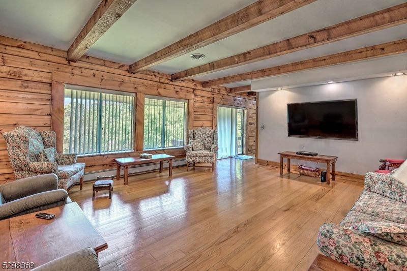 Interior, Living room, Recessed Lighting, Wooden Beams, Wood Texture Flooring, Wooden Walls