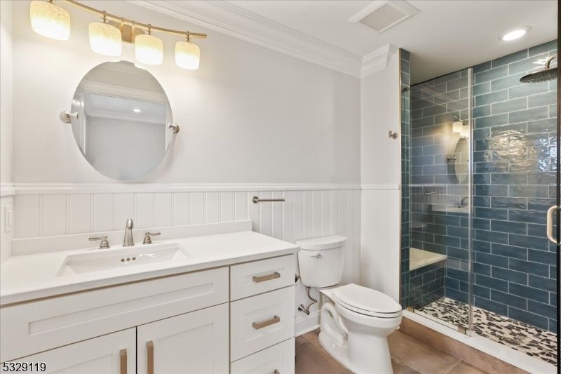 Bathroom, Glass Shower, Interior, Recessed Lighting