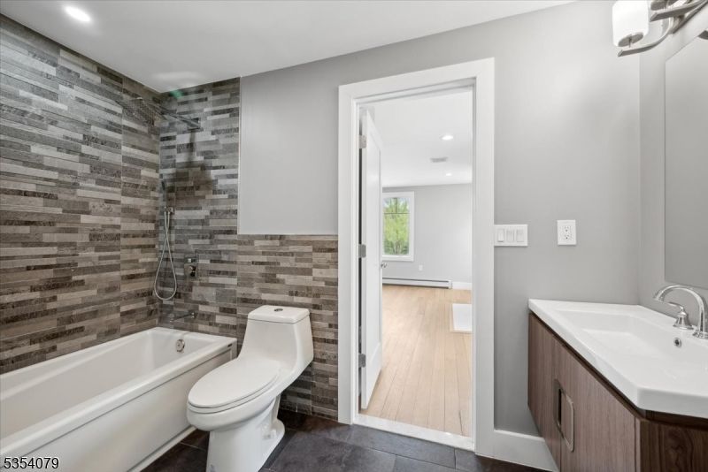 Bathroom, Interior, Recessed Lighting, Wood Texture Flooring