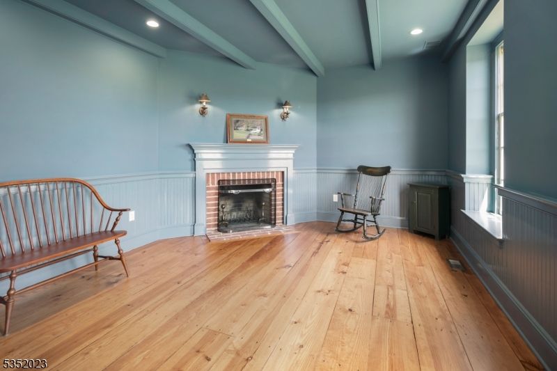 Fireplace, Interior, Recessed Lighting, Wood Texture Flooring
