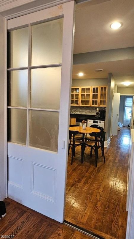 Dining room, Interior, Kitchen, Recessed Lighting, Wood Texture Flooring