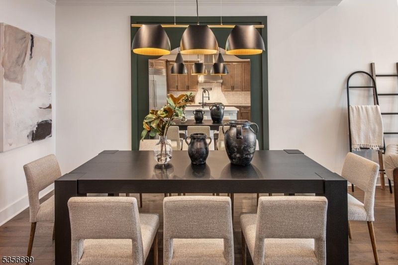Dining room, Interior, Kitchen, Pendant Lights, Wood Texture Flooring