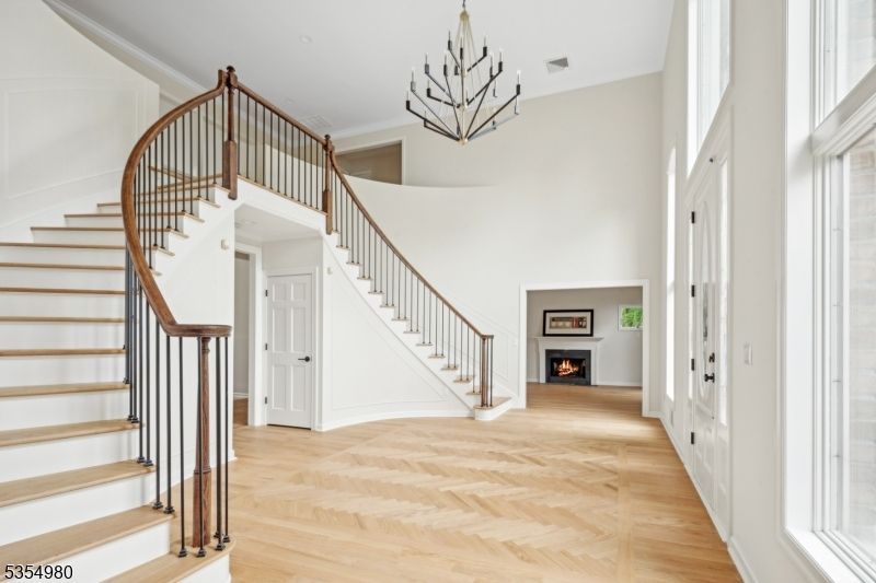 Chandelier, Fireplace, Interior, Wood Texture Flooring