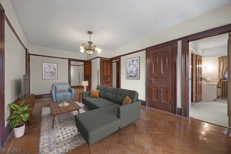 Chandelier, Interior, Living room, Wood Texture Flooring