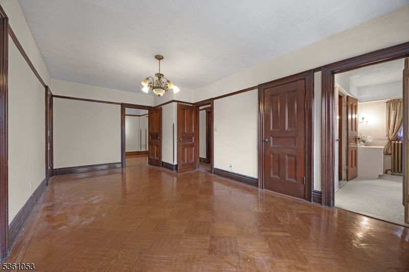 Chandelier, Empty room, Interior, Wood Texture Flooring