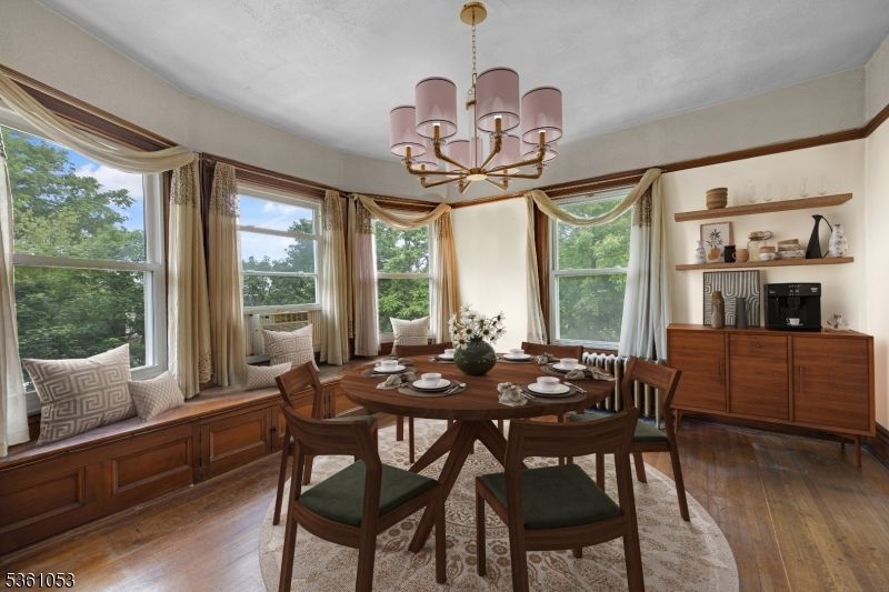 Chandelier, Dining room, Interior, Wood Texture Flooring