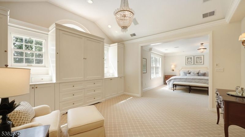 Bedroom, Chandelier, Interior, Recessed Lighting