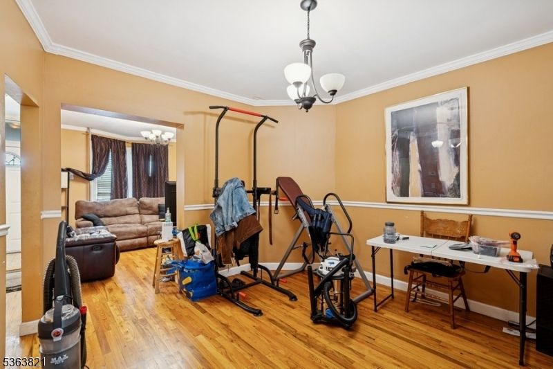 Chandelier, Home Office, Interior, Pendant Lights, Wood Texture Flooring