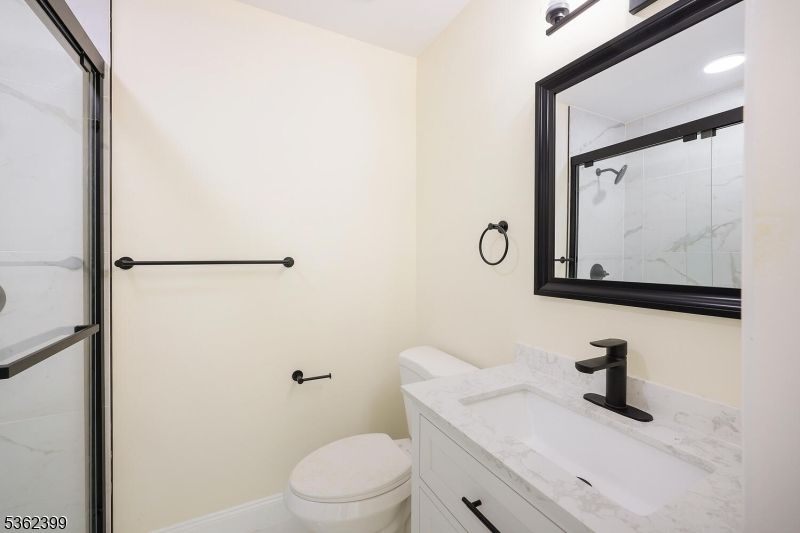 Bathroom, Glass Shower, Interior, Marble, Recessed Lighting
