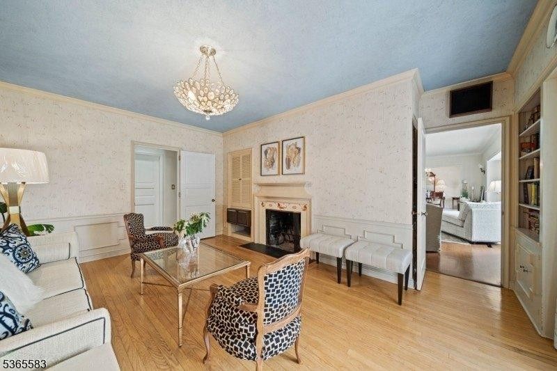 Chandelier, Fireplace, Interior, Living room, Wood Texture Flooring