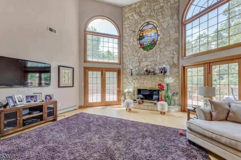 Fireplace, Interior, Stone Walls, Wood Texture Flooring