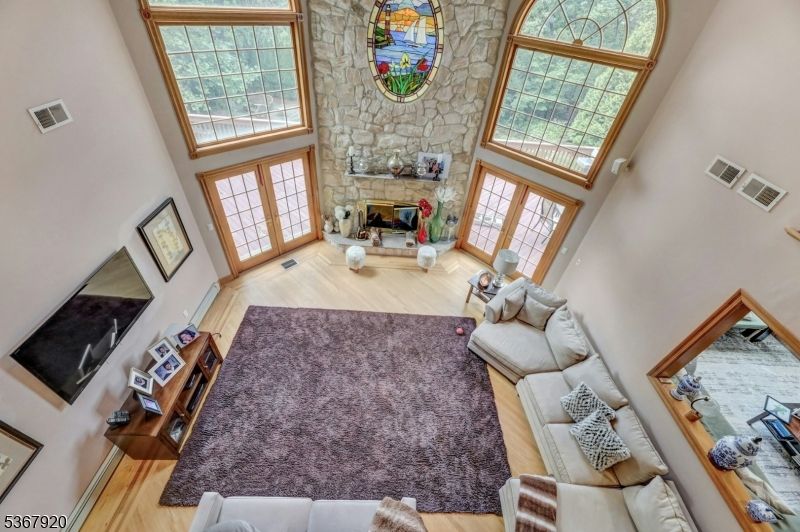 Fireplace, Interior, Living room, Stone Walls, Wood Texture Flooring