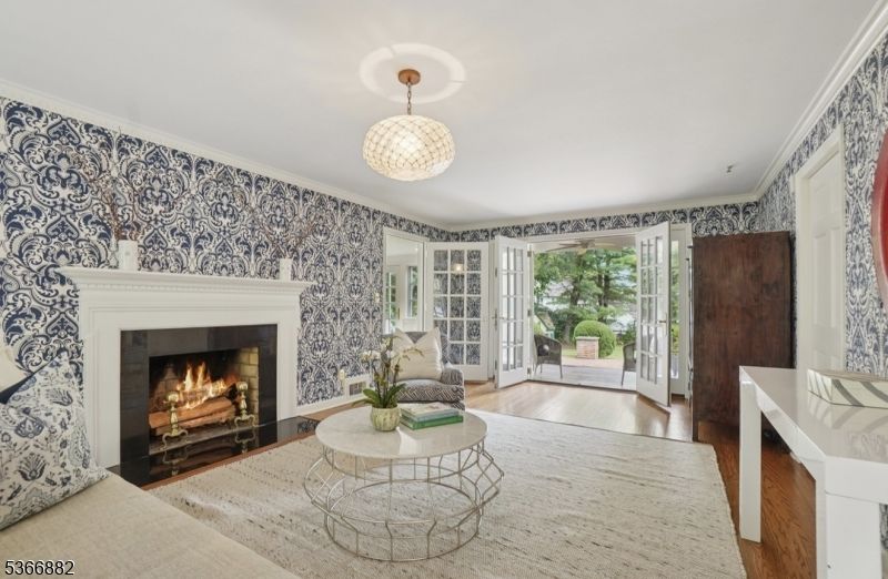 Chandelier, Fireplace, Interior, Living room, Wood Texture Flooring