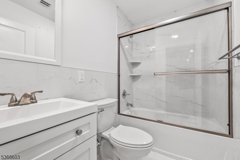 Bathroom, Glass Shower, Interior, Marble Walls, Recessed Lighting