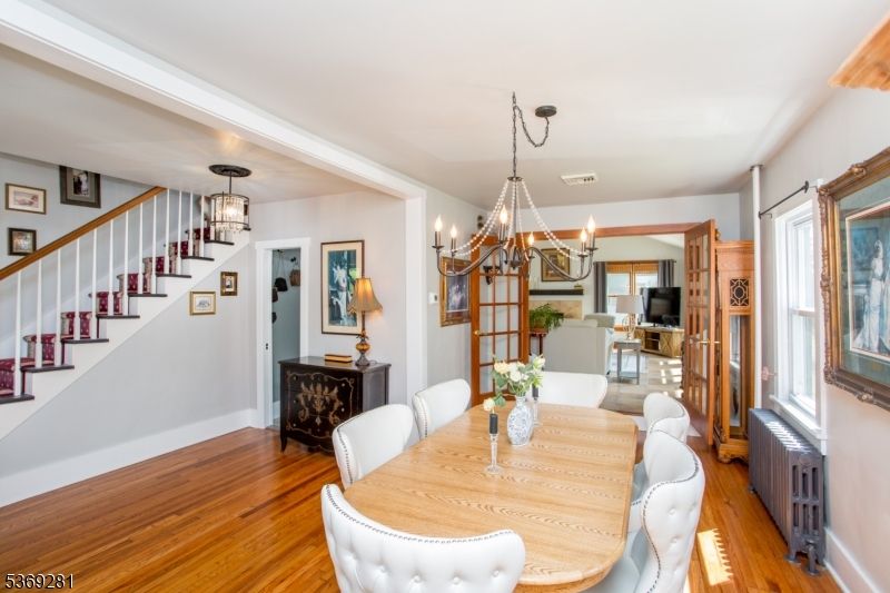 Chandelier, Dining room, Interior, Wood Texture Flooring