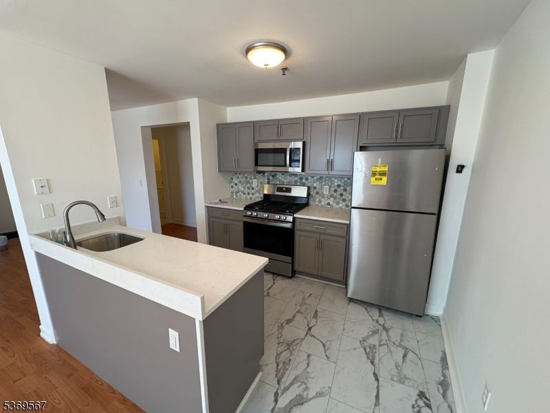 Interior, Kitchen, Marble, Stainless Steel Appliances, Wood Texture Flooring