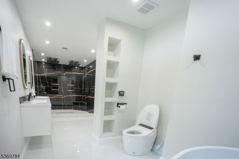 Bathroom, Glass Shower, Interior, Recessed Lighting