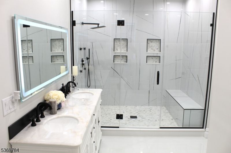 Bathroom, Glass Shower, Interior, Marble Walls