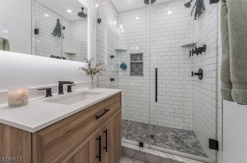 Bathroom, Glass Shower, Interior, Recessed Lighting