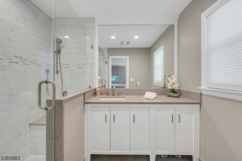 Bathroom, Dual Sink Vanities, Glass Shower, Interior, Recessed Lighting