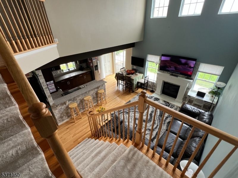 Dining room, Fireplace, Interior, Living room, Wood Texture Flooring