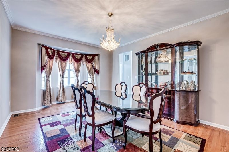 Chandelier, Dining room, Interior, Wood Texture Flooring