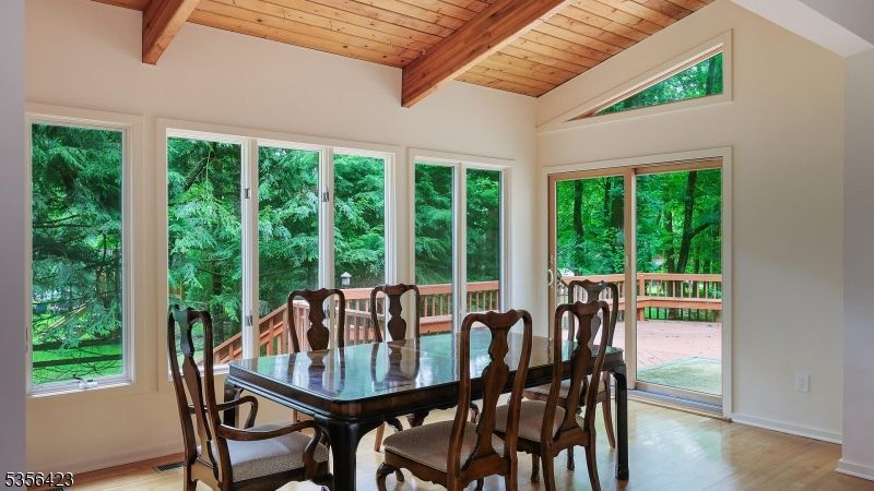 Dining room, Interior, Sun Room, Wooden Beams, Wooden Ceilings, Wood Texture Flooring