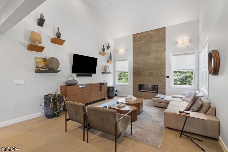 Fireplace, Interior, Living room, Stone Walls, Wood Texture Flooring